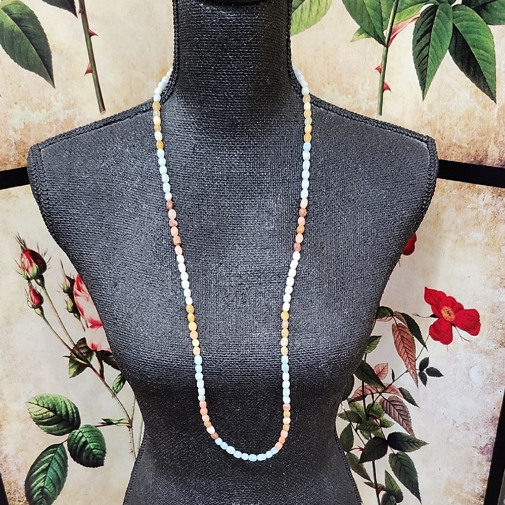 UTC 925 STERLING SILVER BEADED NATURAL GEMSTONE NECKLACE
